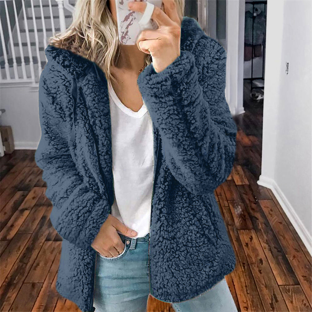 Women's fashion solid color winter warm coat